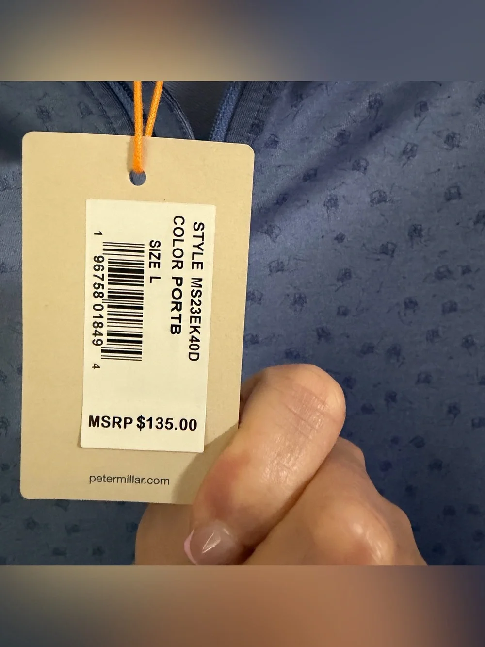 Peter Millar Perth Carts Performance Quarter Zip Pullover Blue Print NWT Men L